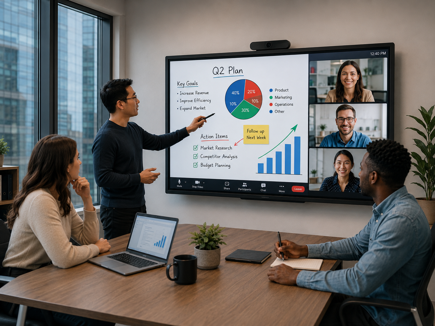 interactive digital whiteboard for hybrid office meetings