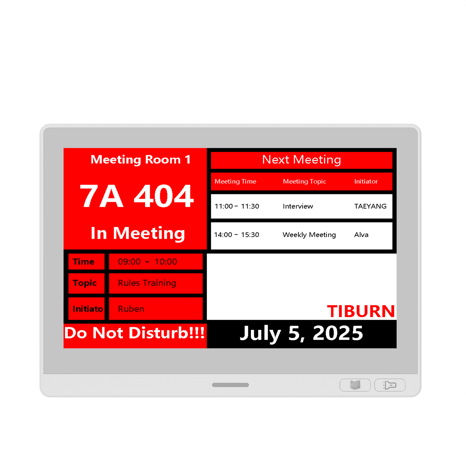 TIBURN E-ink Smart Door Sign 7.5 Inches