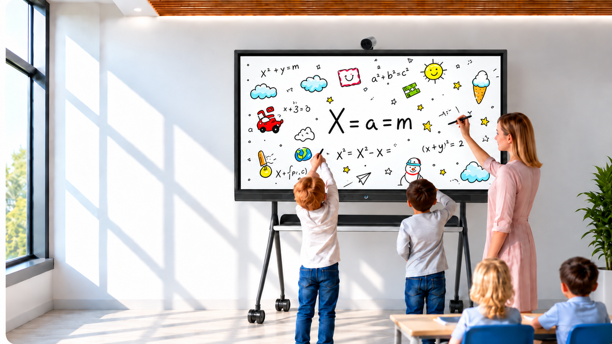 Team collaborating on a TIBURN smart board