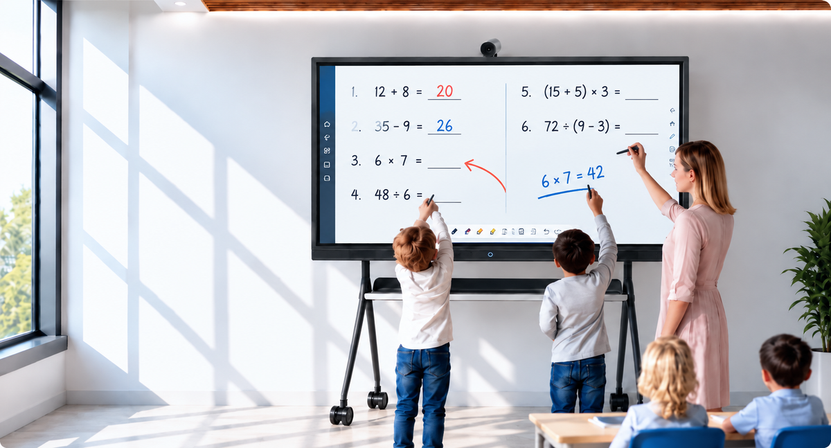 Team collaborating on a TIBURN smart board